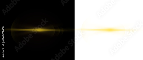 Yellow light glow with flare effect and sparkle line creating a white abstract backdrop. Background beam with curve decoration, explosion festive flash, glare glowing illuminated illustration with 
