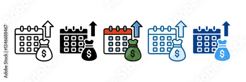 Fiscal Icon Set Multiple Style Collection