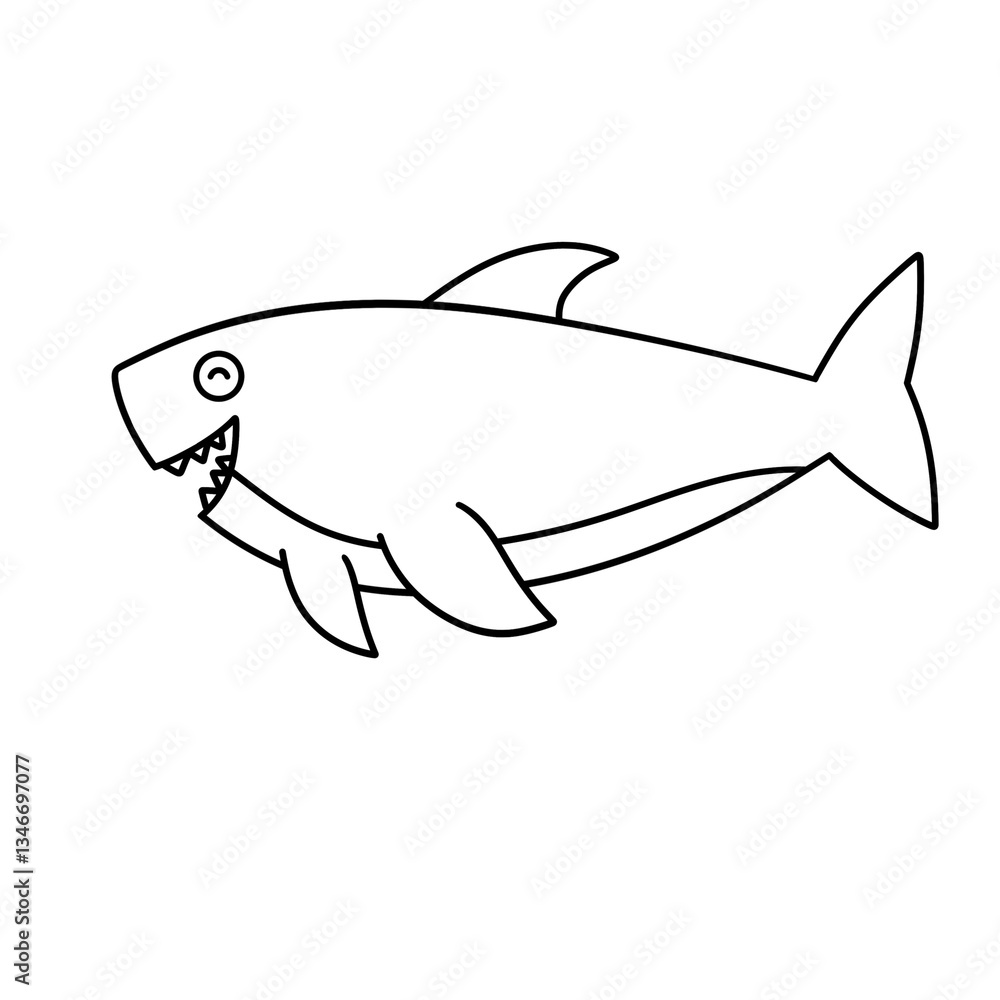 Obraz premium Cartoon Shark Outline