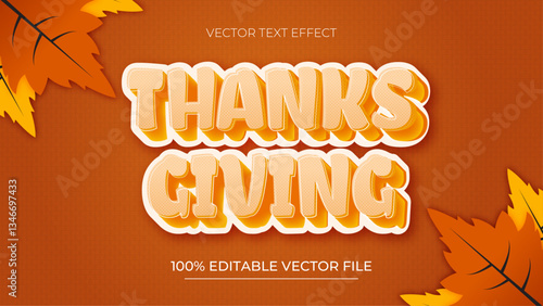 Happy thanksgiving text editable text effect autumn fest day