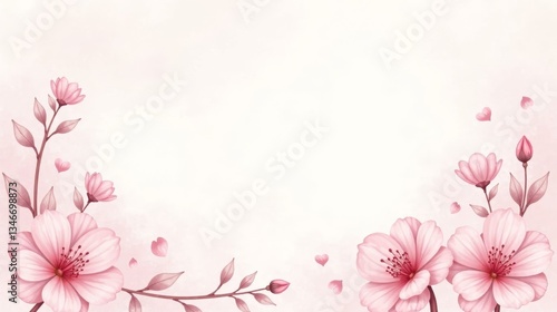 Delicate Pink Blossoms Frame A Romantic Floral Design for Wedding Invitations, Greeting Cards, or Elegant Presentations
