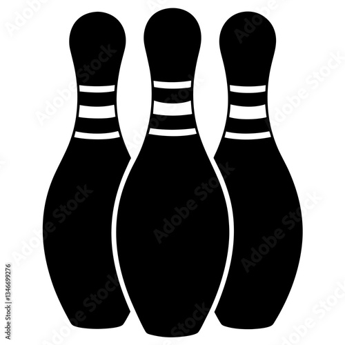 bowling pins silhouette vector icon white background