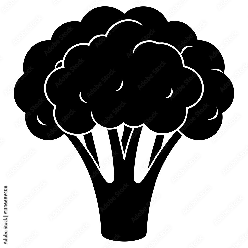 broccoli silhouette vector icon white background broccoli silhouette vector icon white background