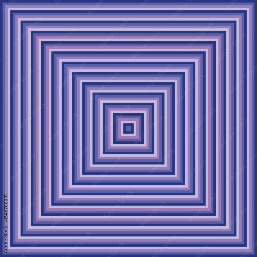 Visual effect created by neon purple squares getting progressively smaller