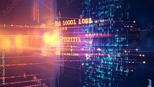 Dynamic data visualization showcasing digital transformation and information flow in technology