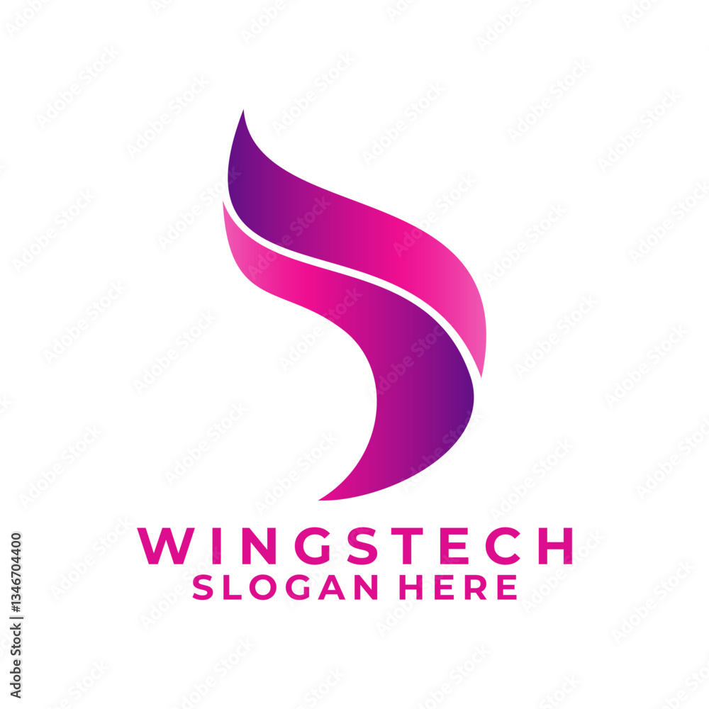 Fototapeta premium Abstract Wing gradient tech logo design vector template