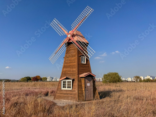 Wallpaper Mural Wooden Windmill in a Field Torontodigital.ca