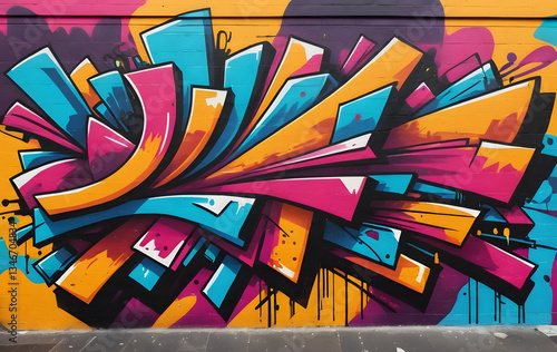 Abstract graffiti art piece that appears to be A vibrant spray