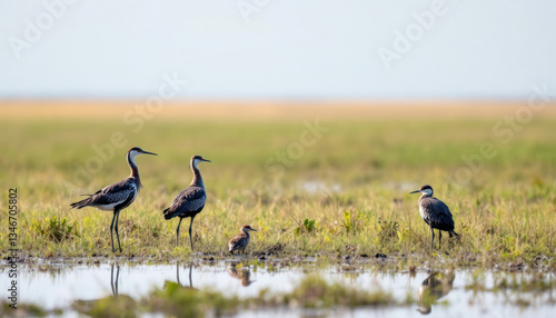 African Jacana Family in Okavango Delta, Botswana