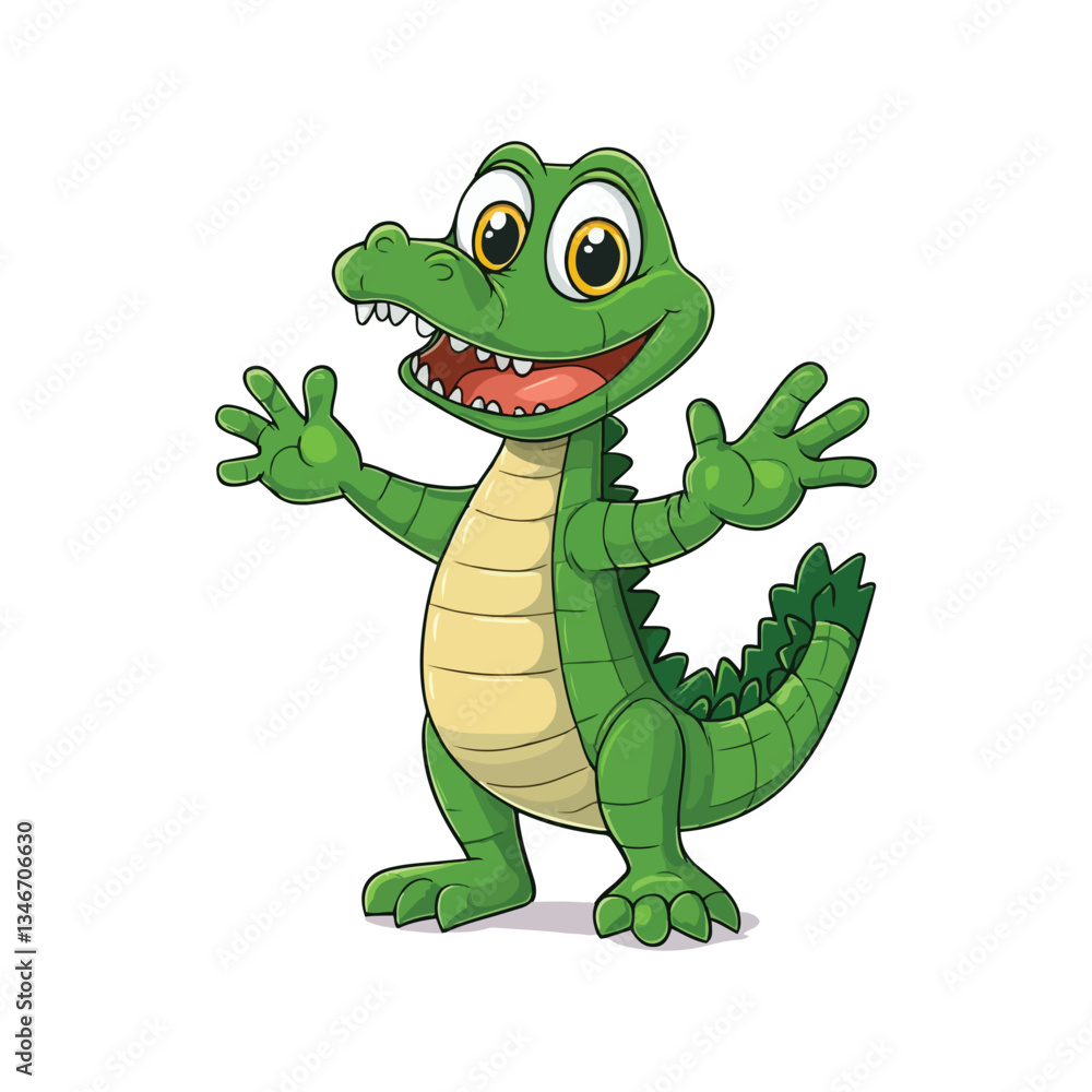 Fototapeta premium Happy Cartoon Alligator with Open Arms