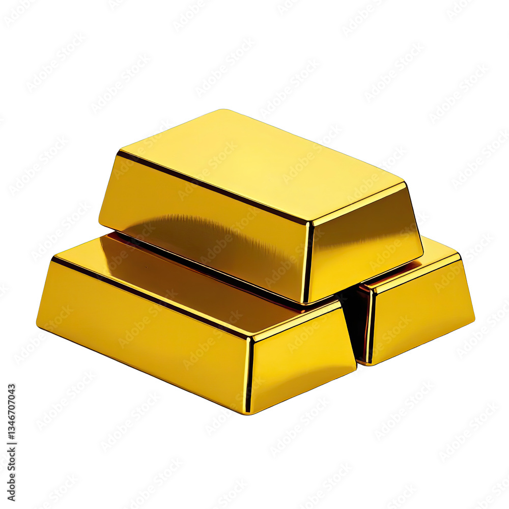 Stacked Gold Bars on Transparent Background, Generative AI Stacked Gold Bars on Transparent Background, Generative AI