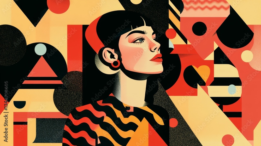 Abstract portrait modern woman graphic art style Abstract portrait modern woman graphic art style