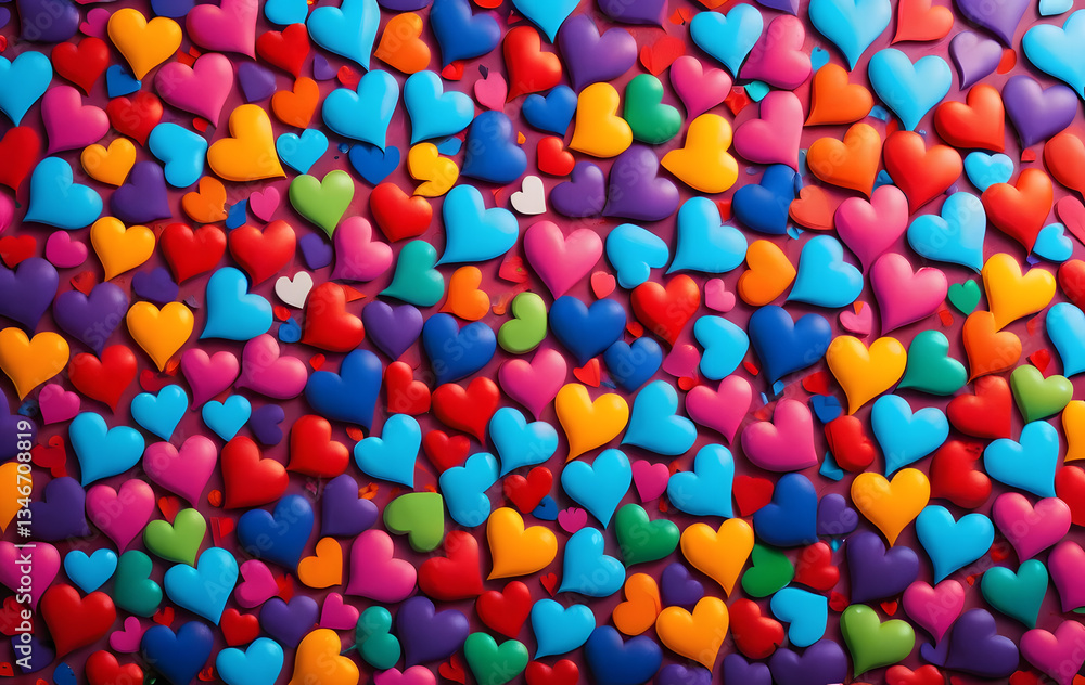 Abstract background multitude colorful hearts scattered across it graffiti wall background Abstract background multitude colorful hearts scattered across it graffiti wall background