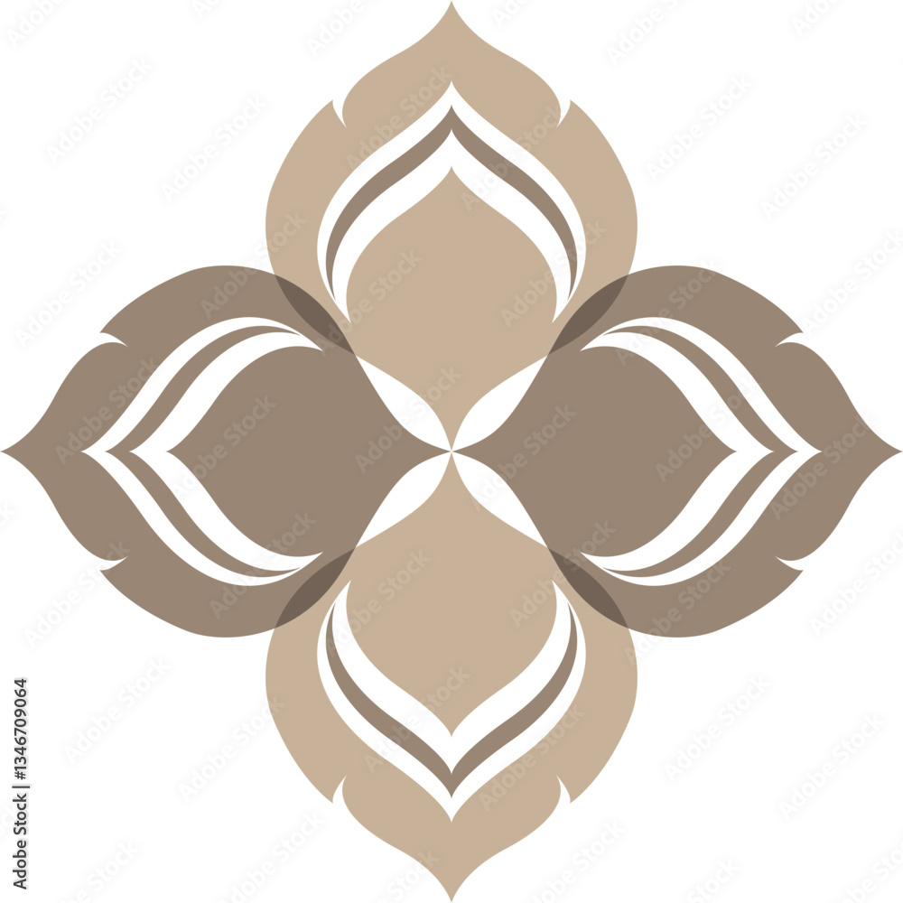 Obraz premium Minimalist floral geometric symbol in earth tones.