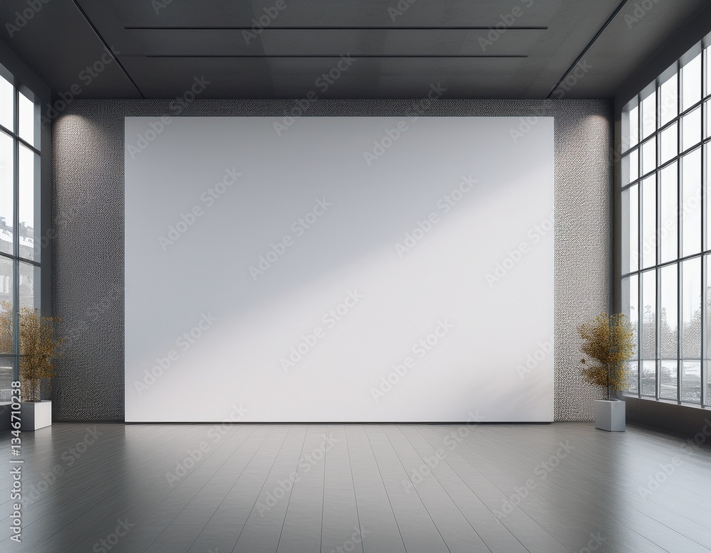 Obraz premium Blank white wall in modern museum. 3d rendering. Generated image