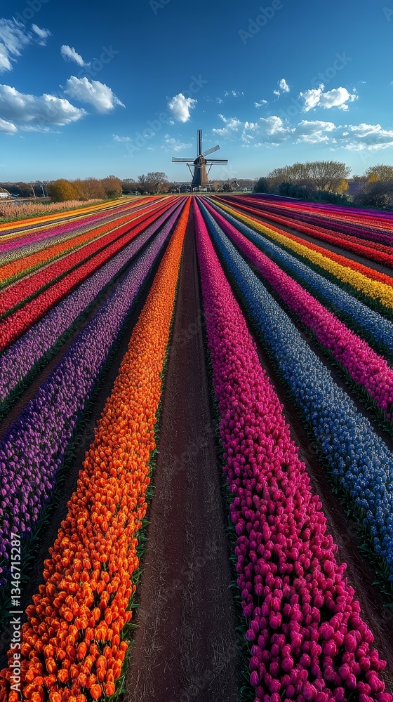 Dutch Countryside in Oil, Tulips and daffodils