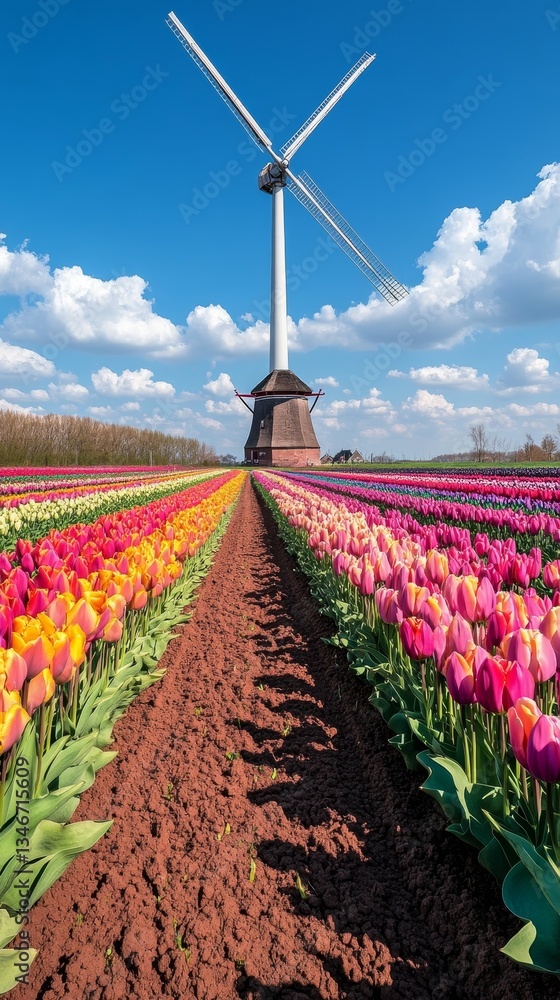 Dutch Countryside in Oil, Tulips and daffodils