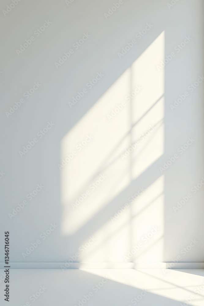 Fototapeta premium Abstract sunlight shadow patterns on white paper background, minimalistic design, pattern, minimalistic, design