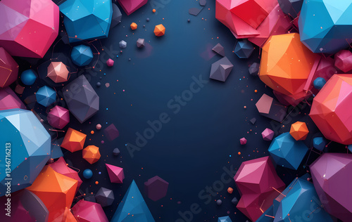 Abstract 3d rendering of random geometric shapes. Futuristic modern background design for poster, cover, banner, placard