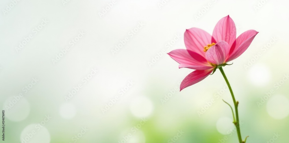 Naklejka premium Single flower in isolation on white background, greenery, white space