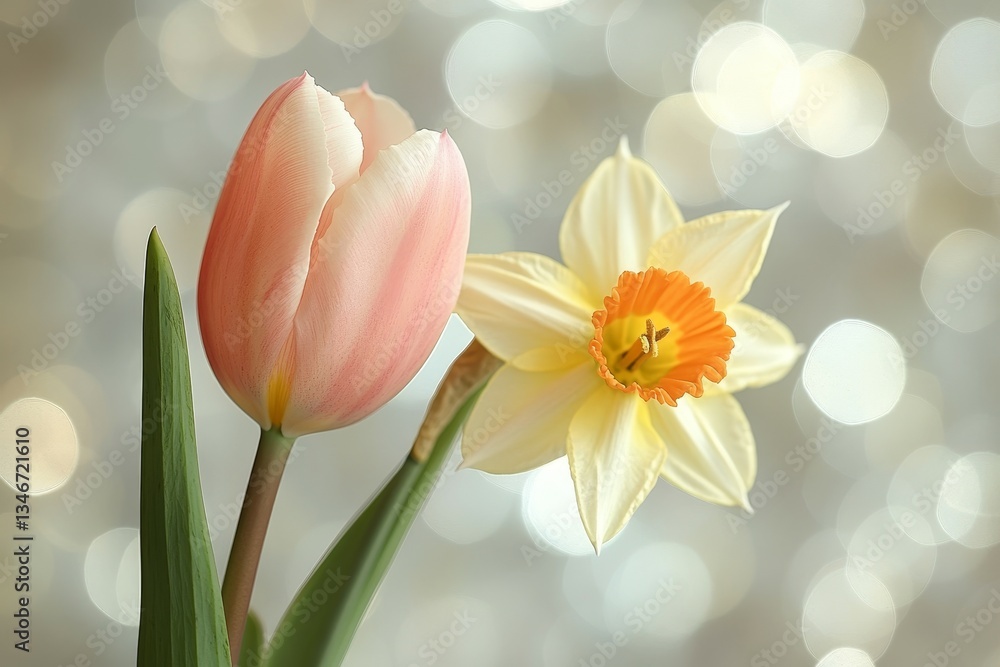 Minimalist Tulip & Daffodil Duo, Tulips and daffodils