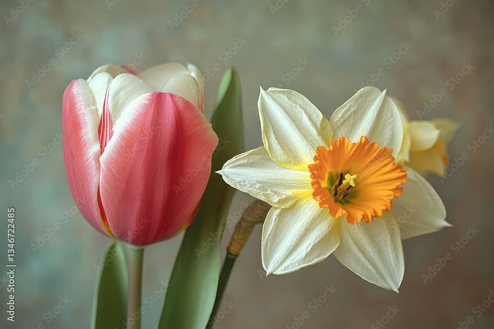 Minimalist Tulip & Daffodil Duo, Tulips and daffodils