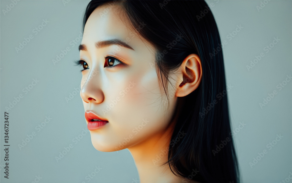 Naklejka premium Profile Portrait of a Young Woman