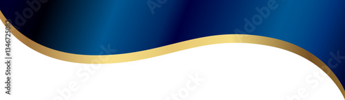 Elegant wavy banner design featuring a dark navy gradient with a smooth gold border, perfect for luxury branding or decorative layouts.