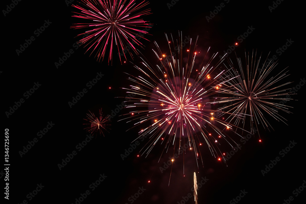 Vibrant explosion of fireworks Vibrant explosion of fireworks