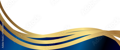 Luxury abstract border with flowing gold and navy blue wave elements, ideal for formal invitations, certificates, or premium branding designs.