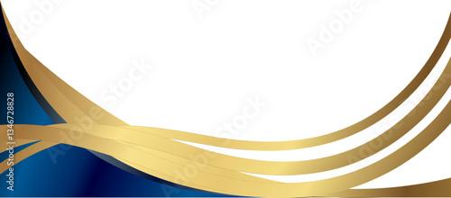 Luxury abstract border with flowing gold and navy blue wave elements, ideal for formal invitations, certificates, or premium branding designs.