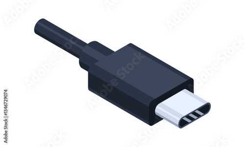 Isometric usb port. USB type C. USB connector. Connector and port. Computer hardware component. Vector illustration