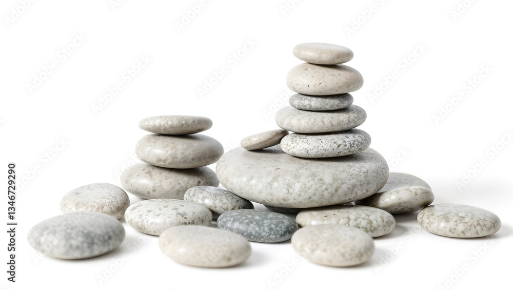 A stack of smooth stones carefully balanced, symbolizing harmony and tranquility. Generative AI A stack of smooth stones carefully balanced, symbolizing harmony and tranquility. Generative AI