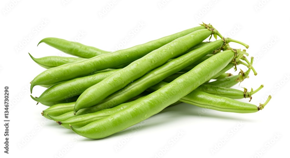 Fresh Green Beans Pile on White Background, Healthy Eating Concept Fresh Green Beans Pile on White Background, Healthy Eating Concept