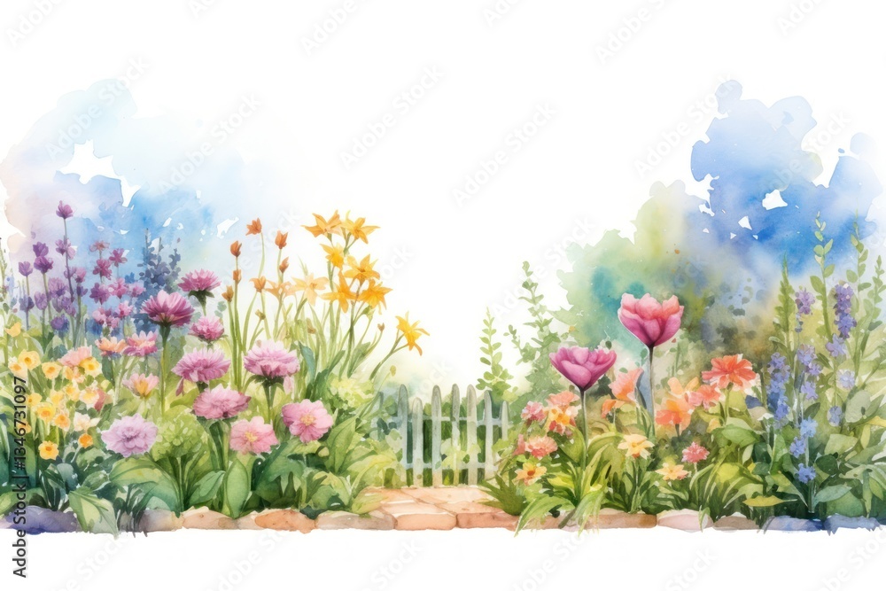 Fototapeta premium Garden painting outdoors flower.