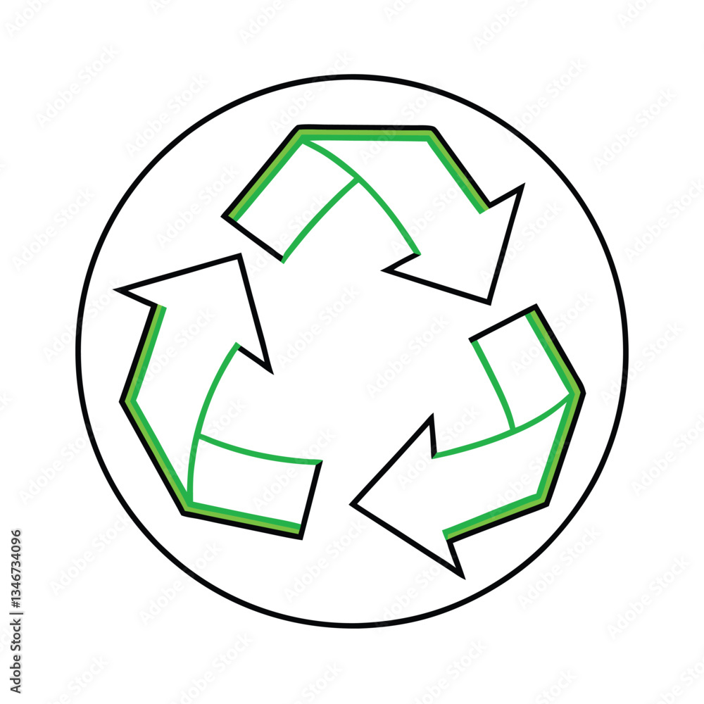 Obraz premium Universal Recycling Symbol Green Arrows Circular Ecofriendly Waste
