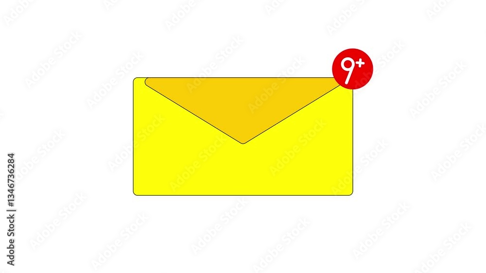 Incoming message icon animation. Message logo with numbers and red notification. Incoming message icon animation. Message logo with numbers and red notification.