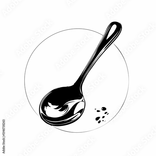 Spoon Splash: Modern Spoon Silhouette in White Circle