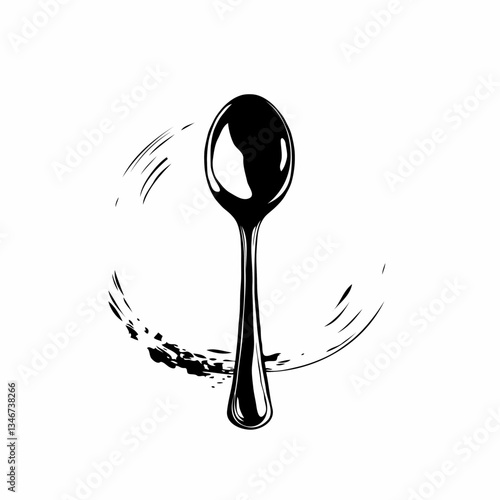 Spoon Splash: Modern Spoon Silhouette in White Circle