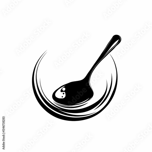 Spoon Splash: Modern Spoon Silhouette in White Circle