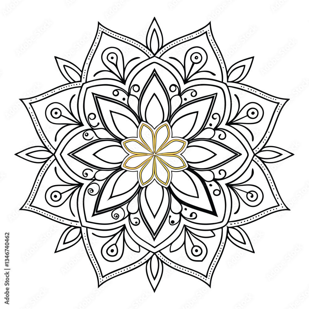 Fototapeta premium Pattern in the form of a mandala. Henna tattoo mandala. Mehndi style. Decorative pattern in oriental style. Coloring book page.