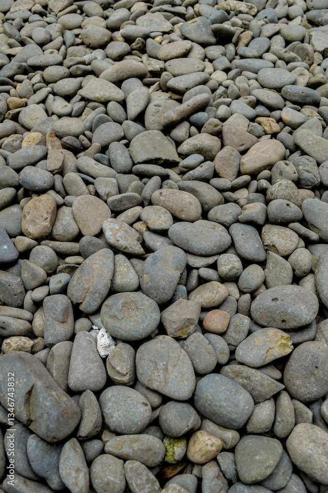 A close-up view of a bed of smooth, rounded river stones in shades of gray and brown, with scattered dried leaves adding contrast to the textured surface.
A close-up view of a bed of smooth, rounded river stones in shades of gray and brown, with scattered dried leaves adding contrast to the textured surface.