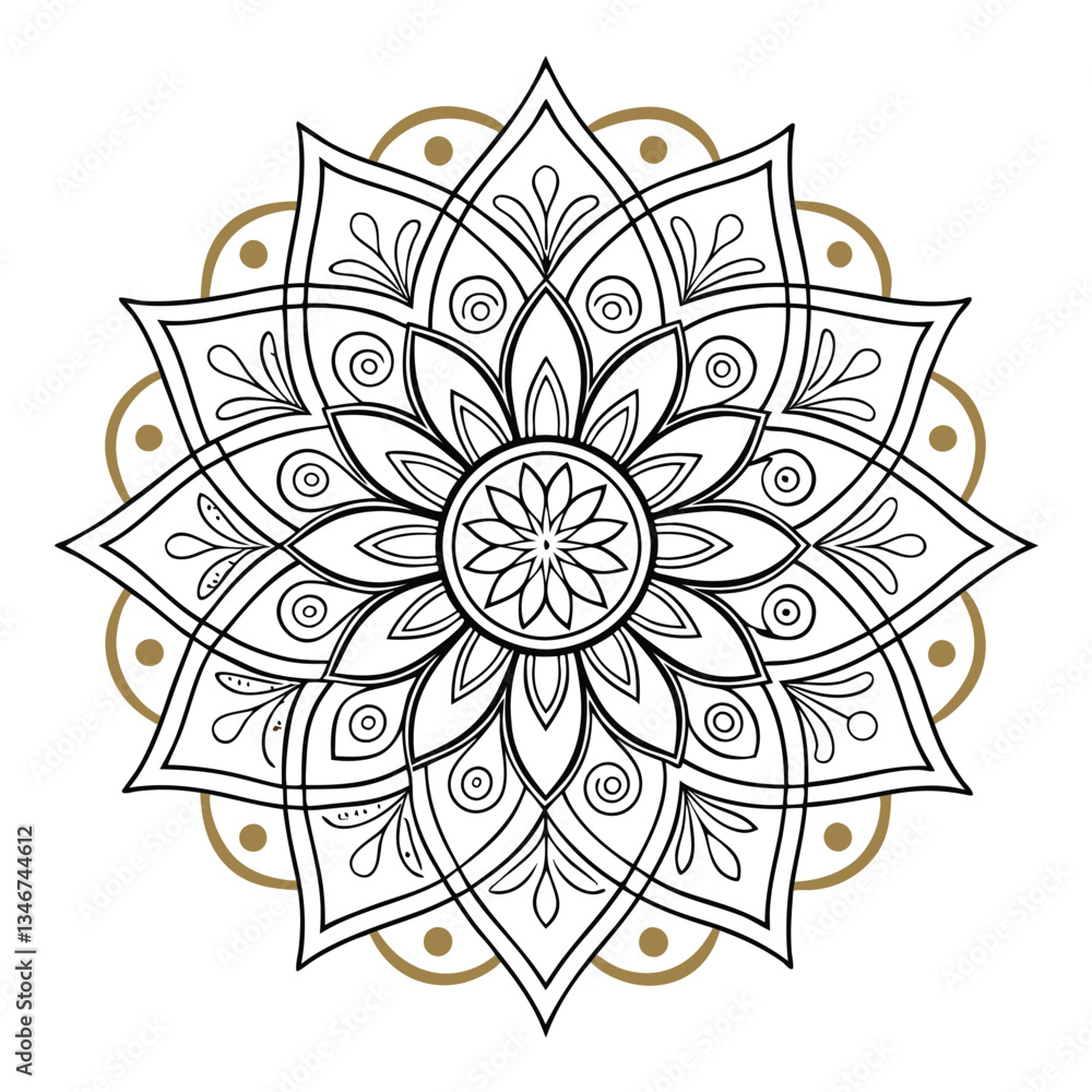 Pattern in the form of a mandala. Henna tattoo mandala. Mehndi style. Decorative pattern in oriental style. Coloring book page. Pattern in the form of a mandala. Henna tattoo mandala. Mehndi style. Decorative pattern in oriental style. Coloring book page.
