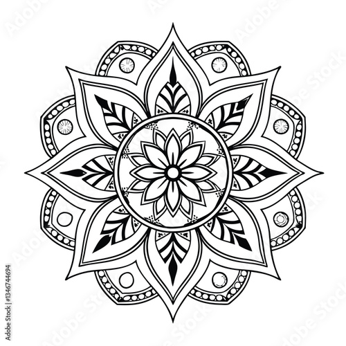 Pattern in the form of a mandala. Henna tattoo mandala. Mehndi style. Decorative pattern in oriental style. Coloring book page.