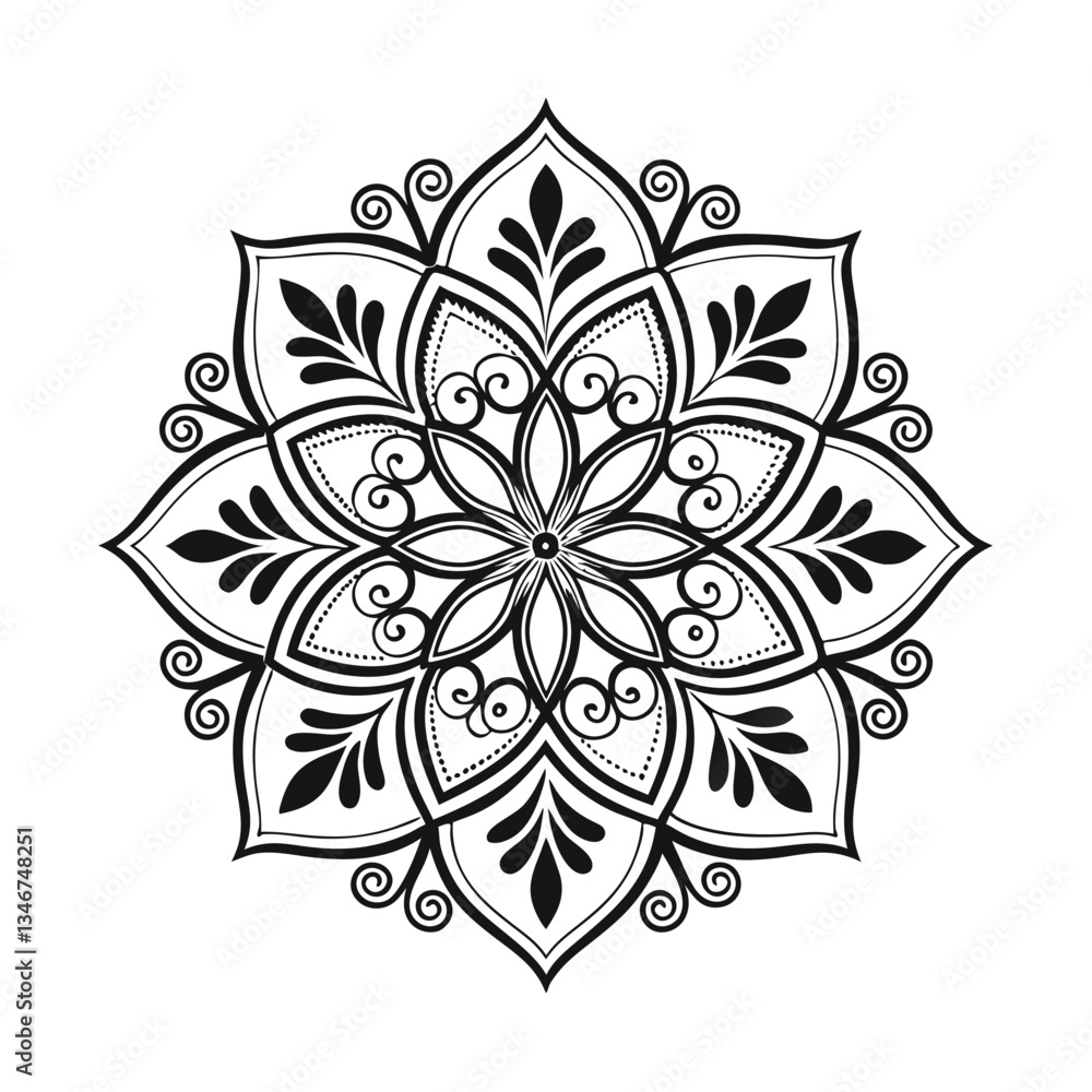 Fototapeta premium Pattern in the form of a mandala. Henna tattoo mandala. Mehndi style. Decorative pattern in oriental style. Coloring book page.
