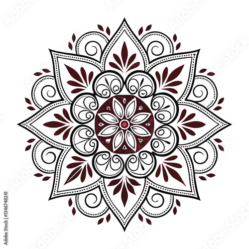 Pattern in the form of a mandala. Henna tattoo mandala. Mehndi style. Decorative pattern in oriental style. Coloring book page.