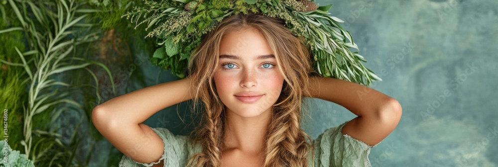 Woman with floral crown Woman with floral crown