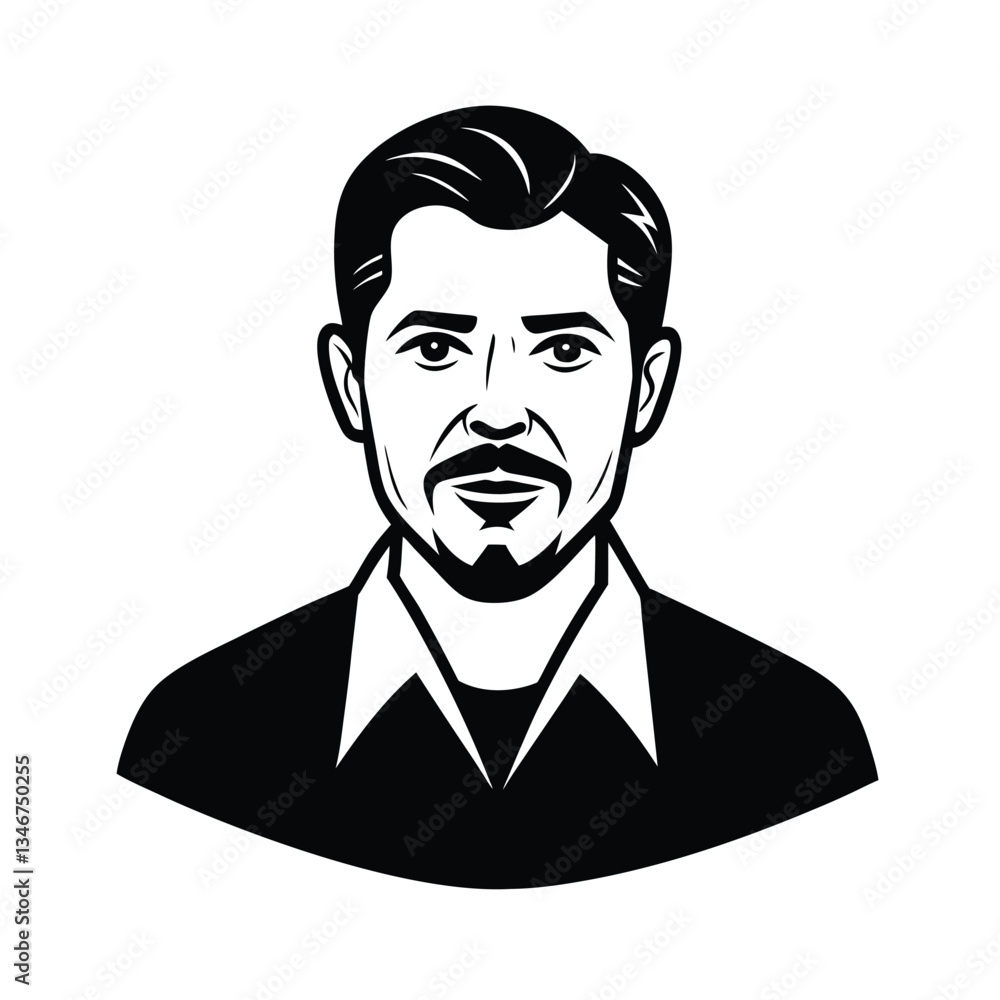 Monochromatic Portrait of a Man with Mustache and Goatee Monochromatic Portrait of a Man with Mustache and Goatee