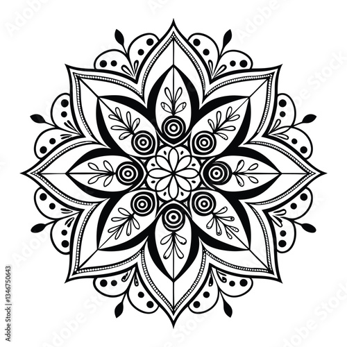 Pattern in the form of a mandala. Henna tattoo mandala. Mehndi style. Decorative pattern in oriental style. Coloring book page.