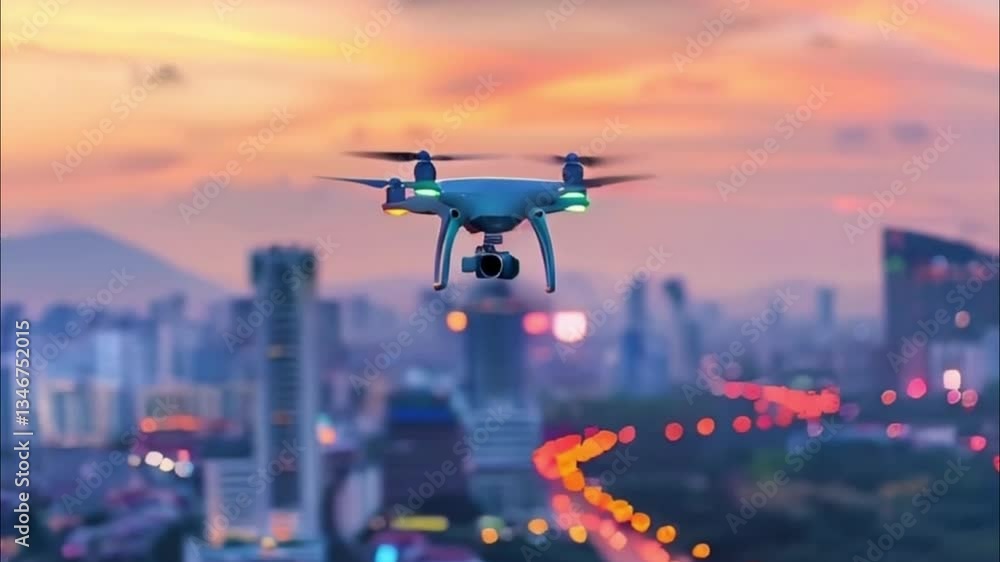 Drone flying in sky over beautiful natural nature during observation from top, abstract vivid composition consists of fictional unreal fantastic vision on background Drone flying in sky over beautiful natural nature during observation from top, abstract vivid composition consists of fictional unreal fantastic vision on background